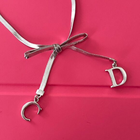 Christian Dior Vintage CD Charm Coquette Bow Bracelet - Silver - Picture 2 of 6